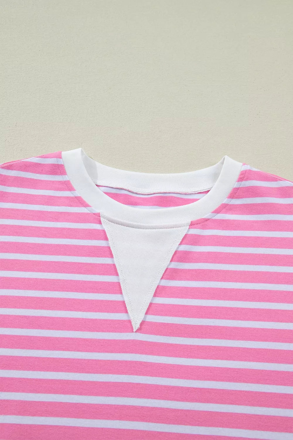 Stripe Round Neck Drop Shoulder Short Sleeve Loose Top