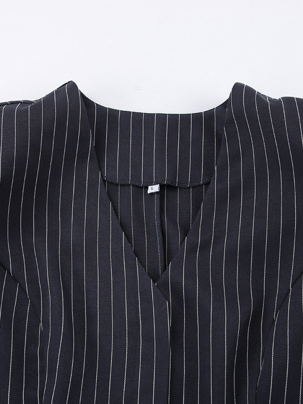 Striped Blazer & Mini Skirt Set with Neck Tie