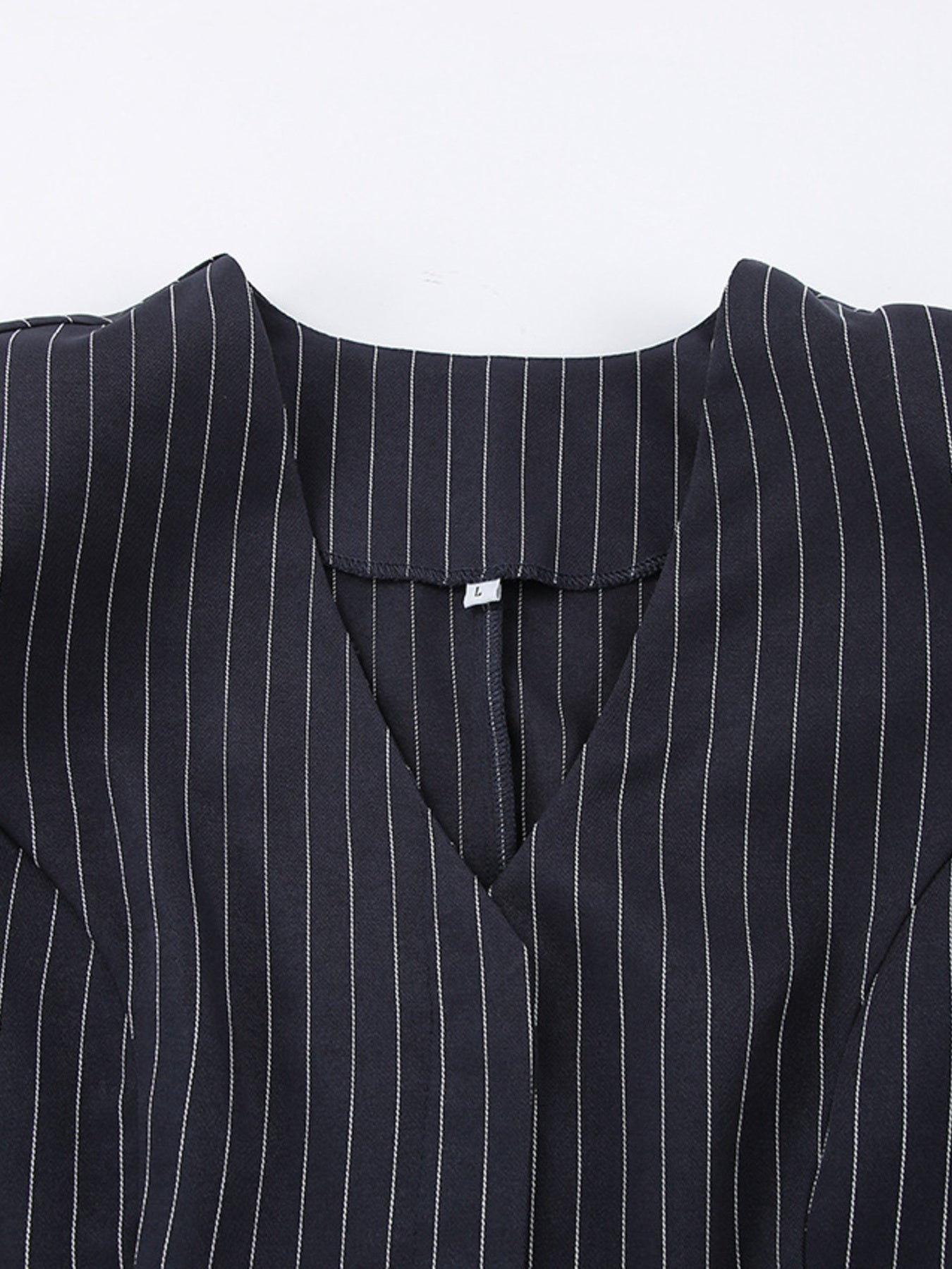 Striped Blazer & Mini Skirt Set with Neck Tie