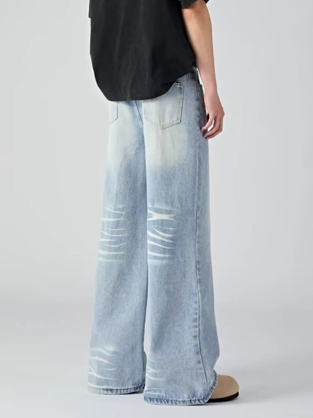 Men's Plus Size Wide Leg Wash Jeans