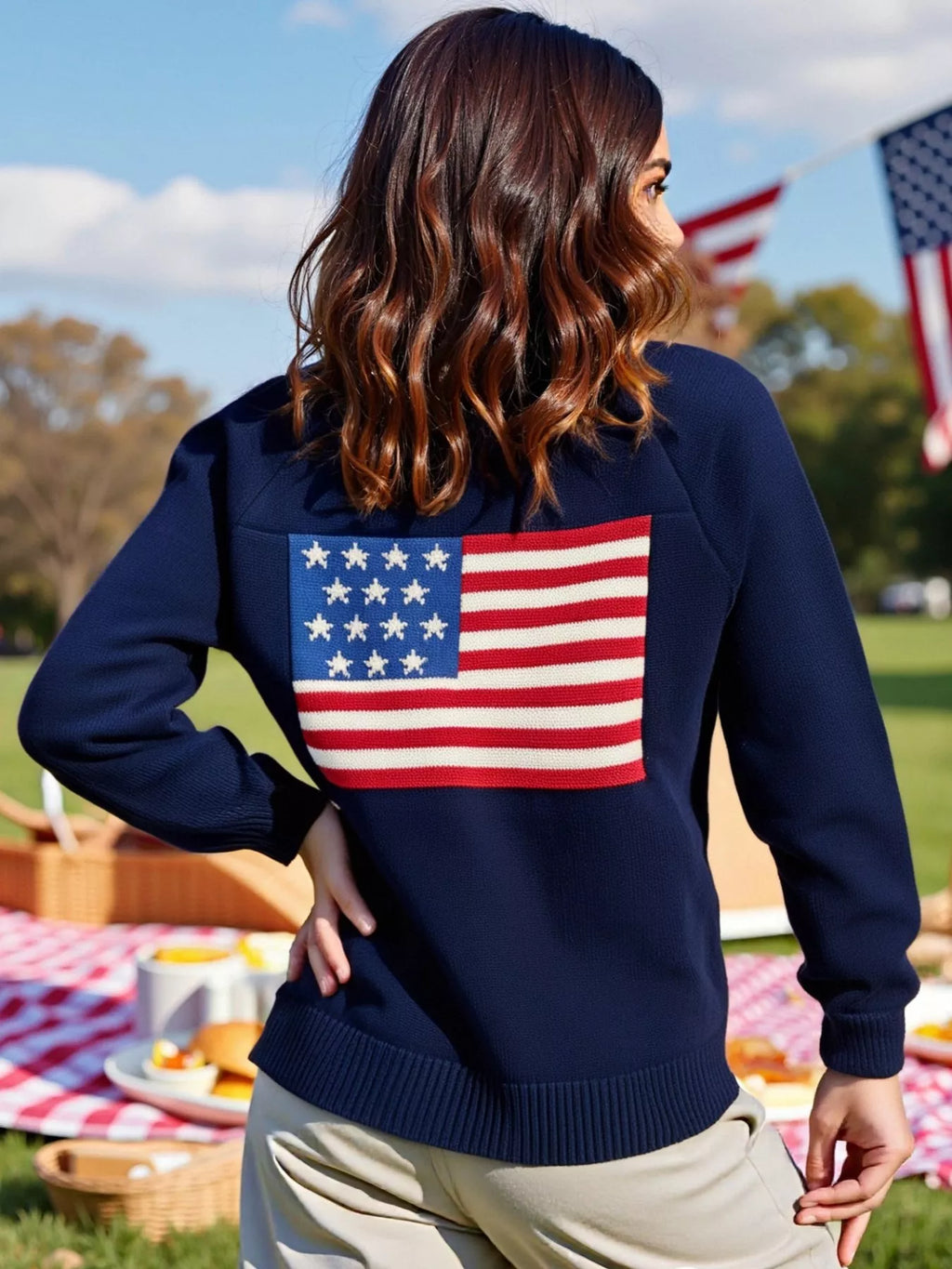 US Flag Button Up Cardigan