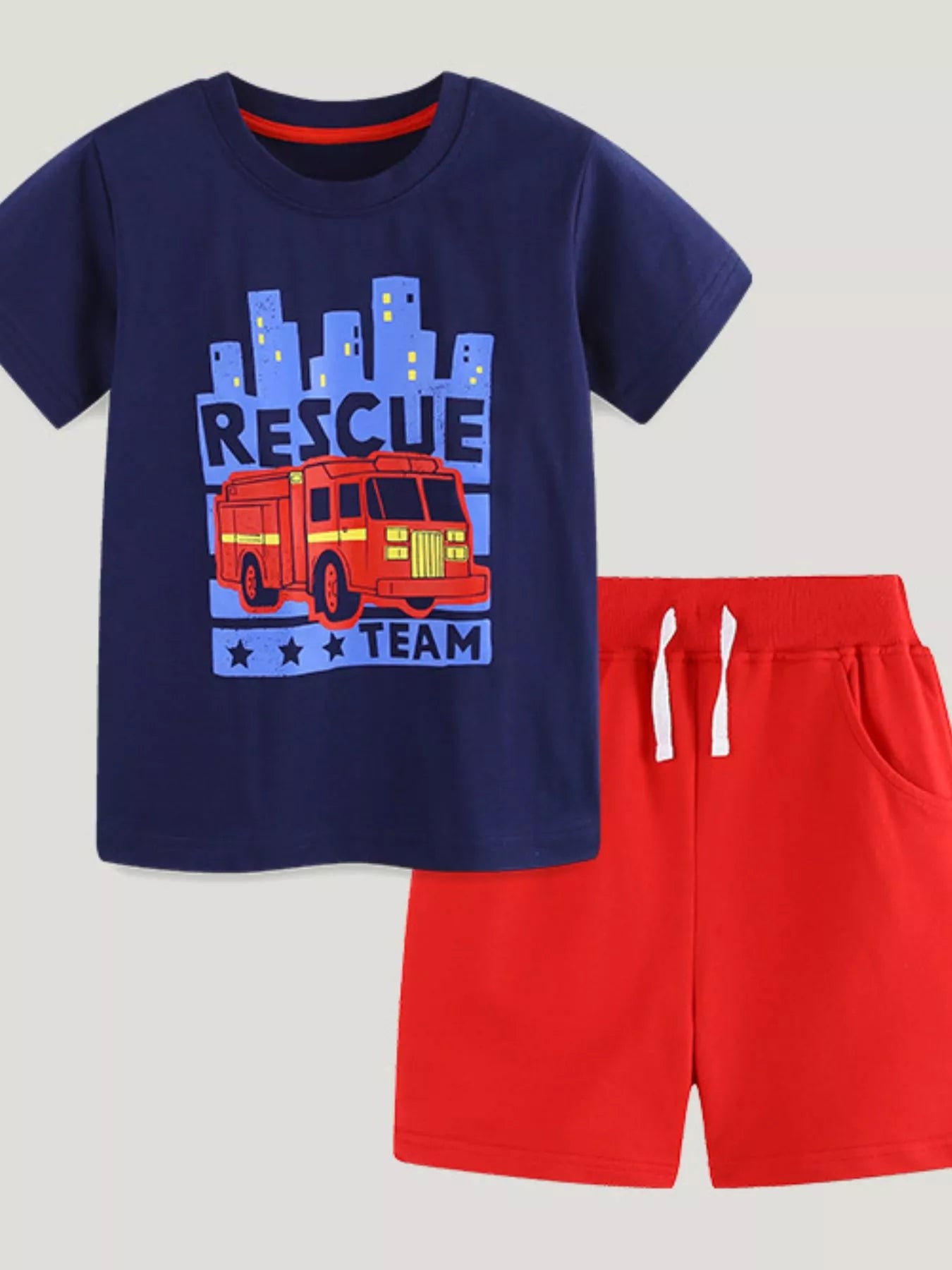 Kids' Rescue Team Fire Truck T-Shirt and Shorts Set