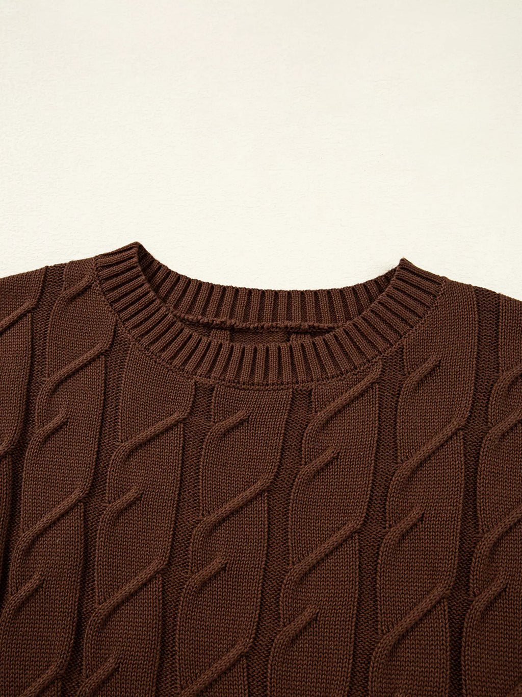 Cable Texture Crew Neck Short Sleeve Sweater Top