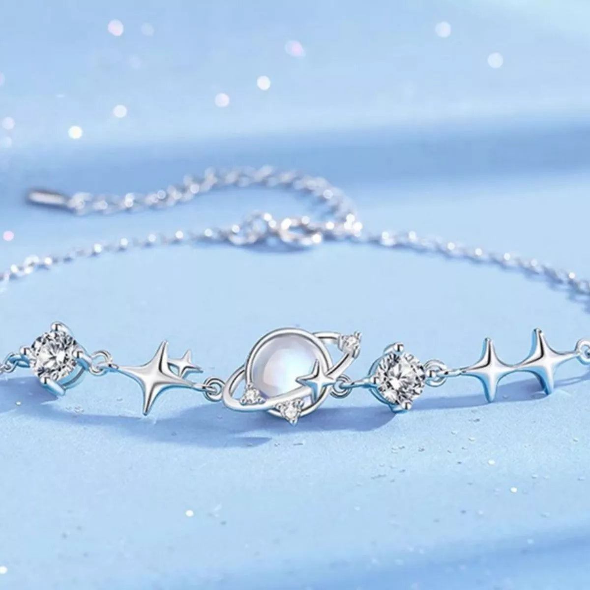 925 Sterling Silver Zircon Star Adjustable Bracelet