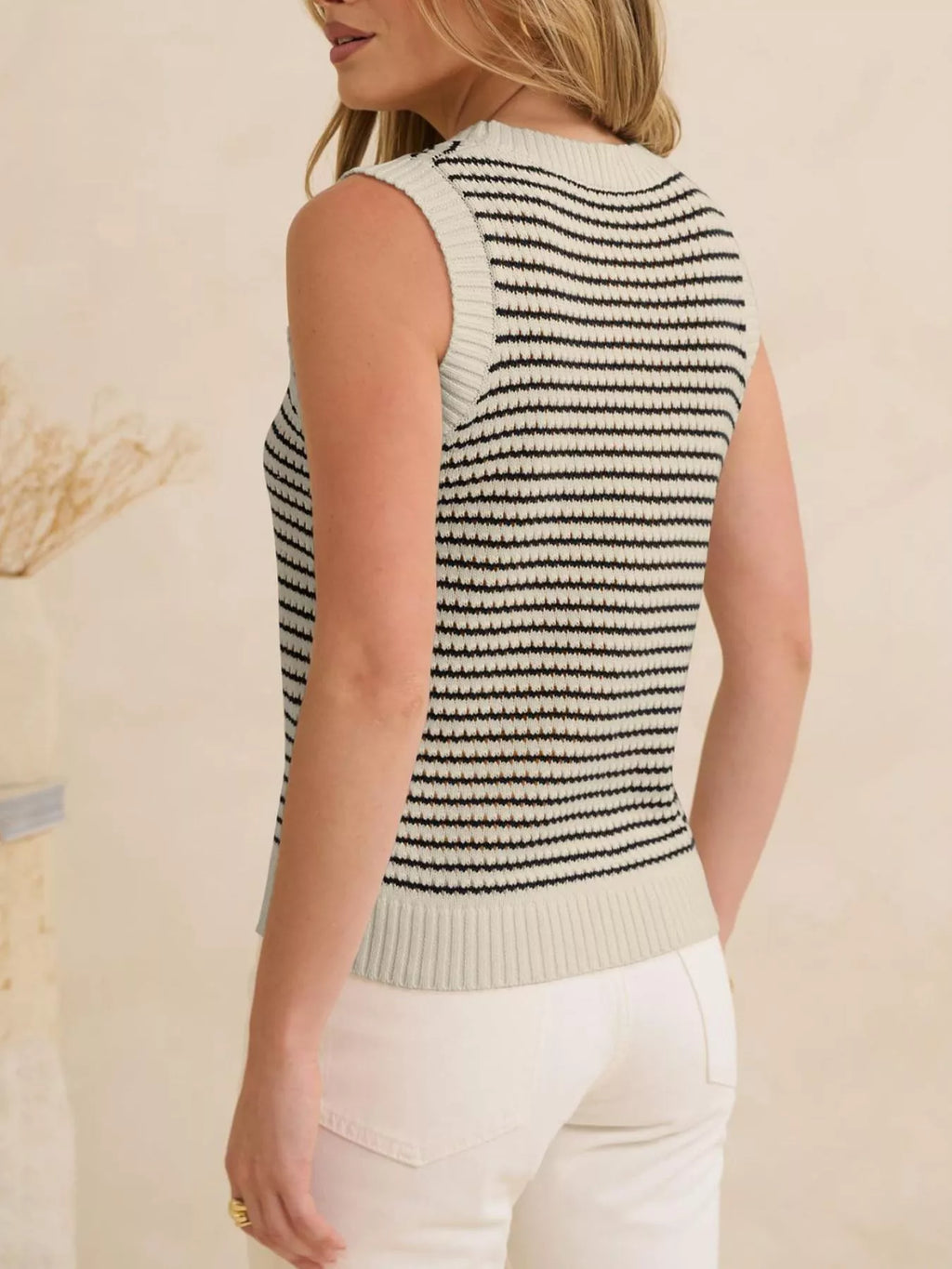 Striped Knit Sweater Vest