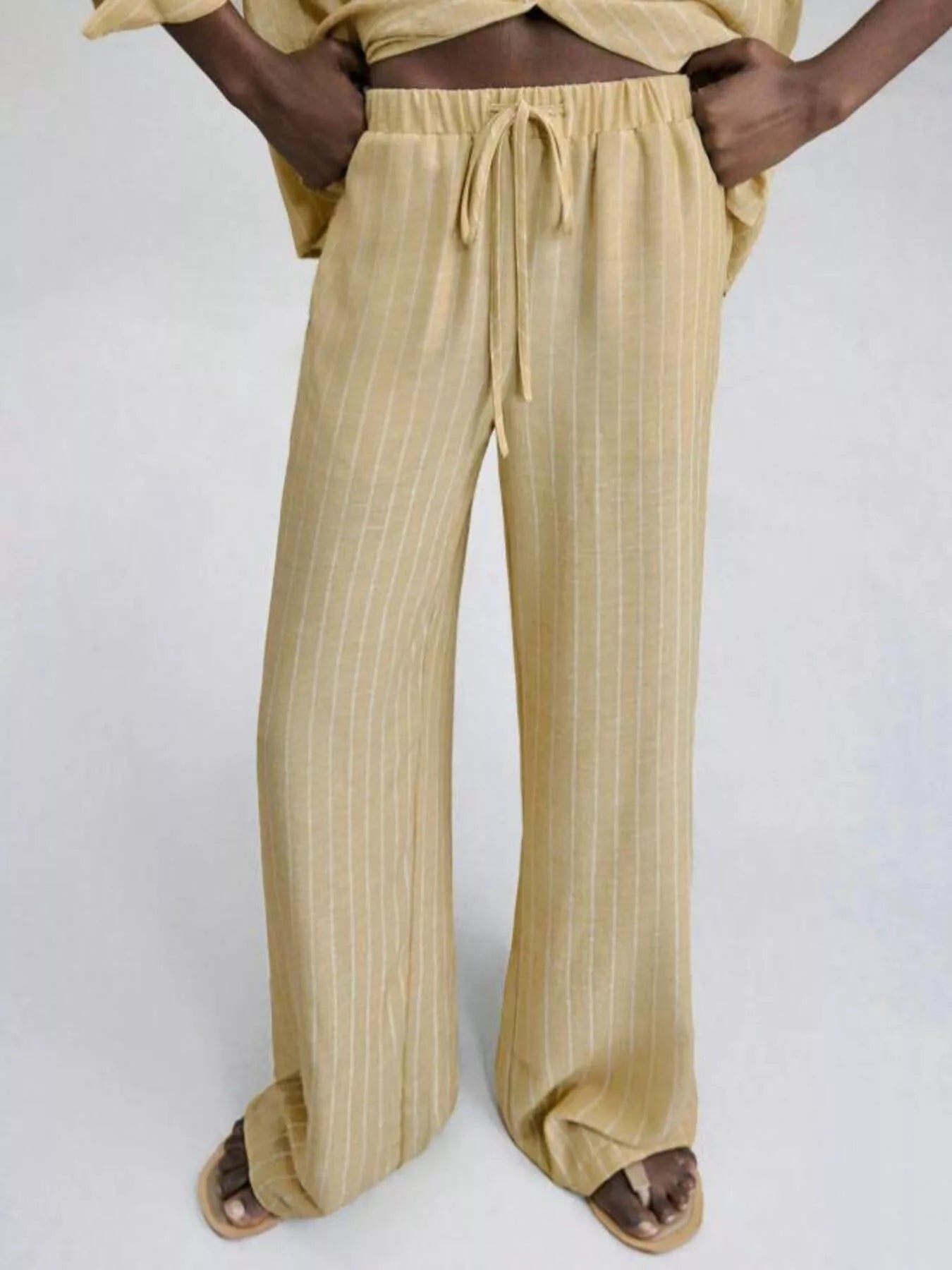 Striped Button Up Shirt and Pants Set