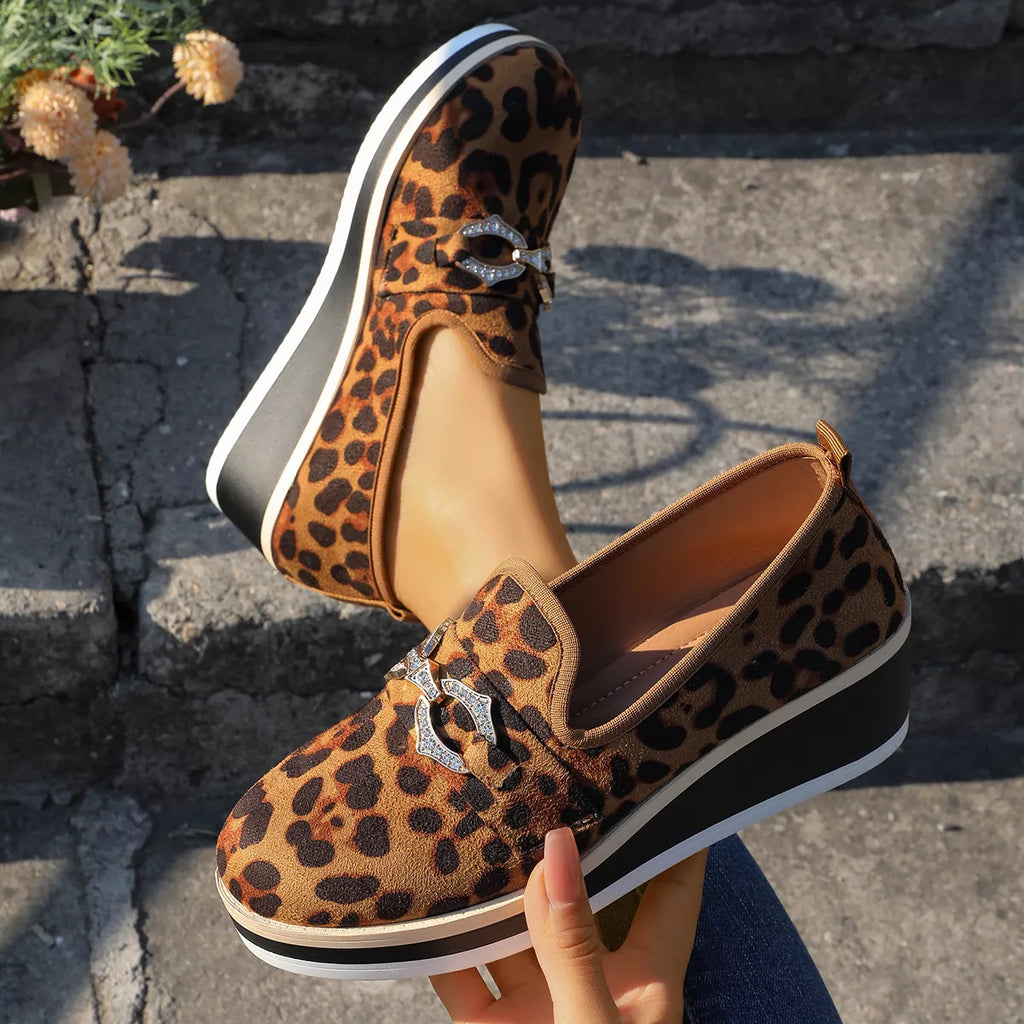 Leopard Print Wedge Loafers