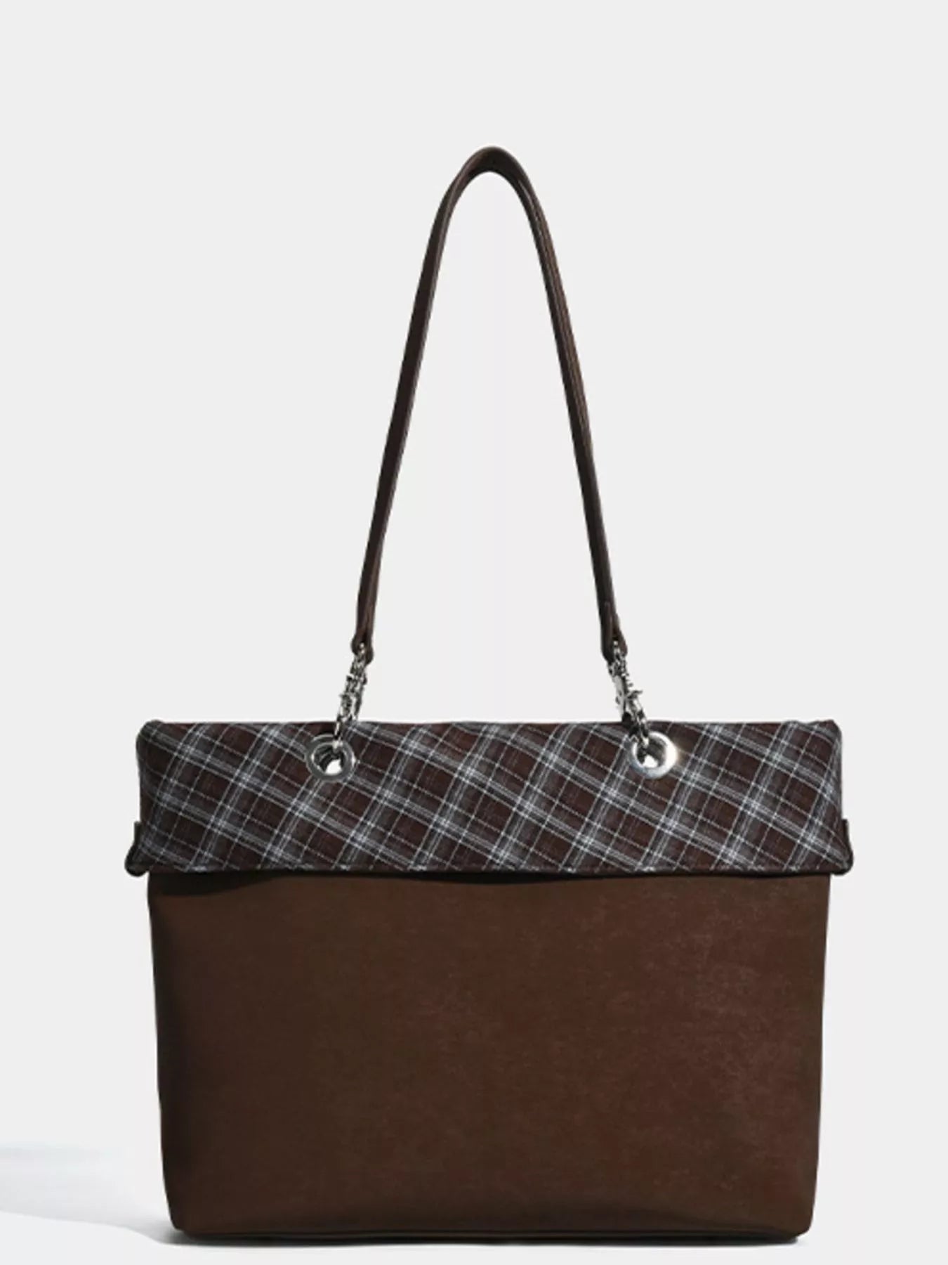 Plaid Trim Shoulder Bag