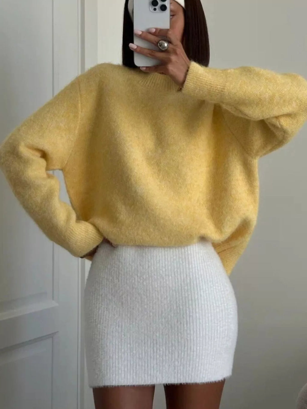 Round Neck Dropped Shoulder Sweater