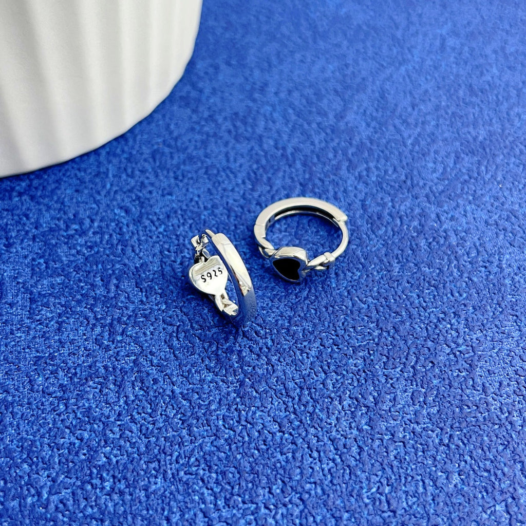 925 Sterling Silver Heart Hoop Earrings