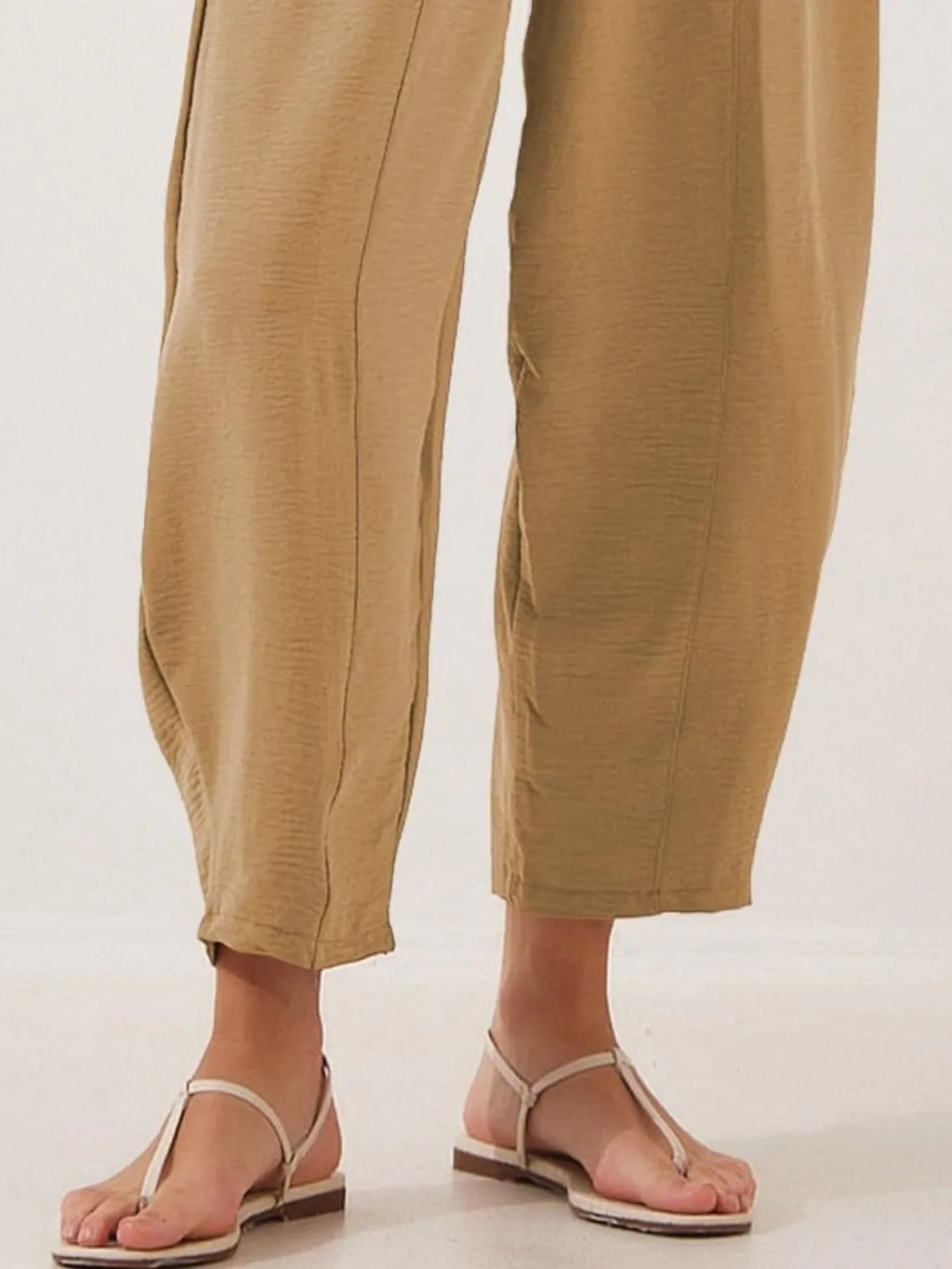 Full Size Drawstring Wide Leg Cropped Pants Plus Size