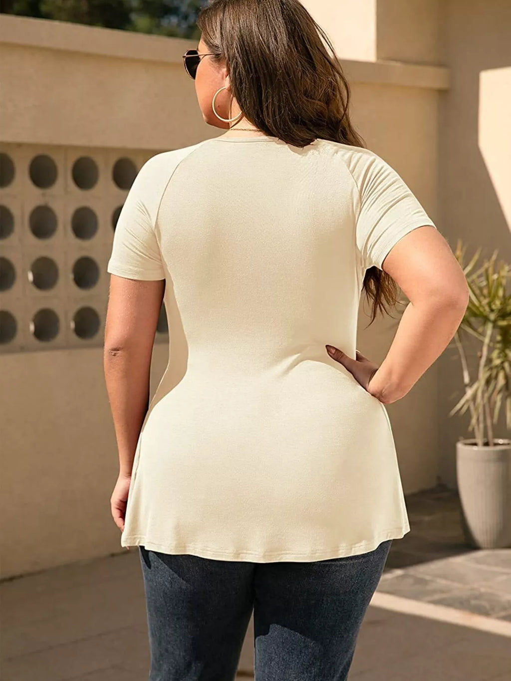 Plus Size Surplice Short Sleeve T-Shirt