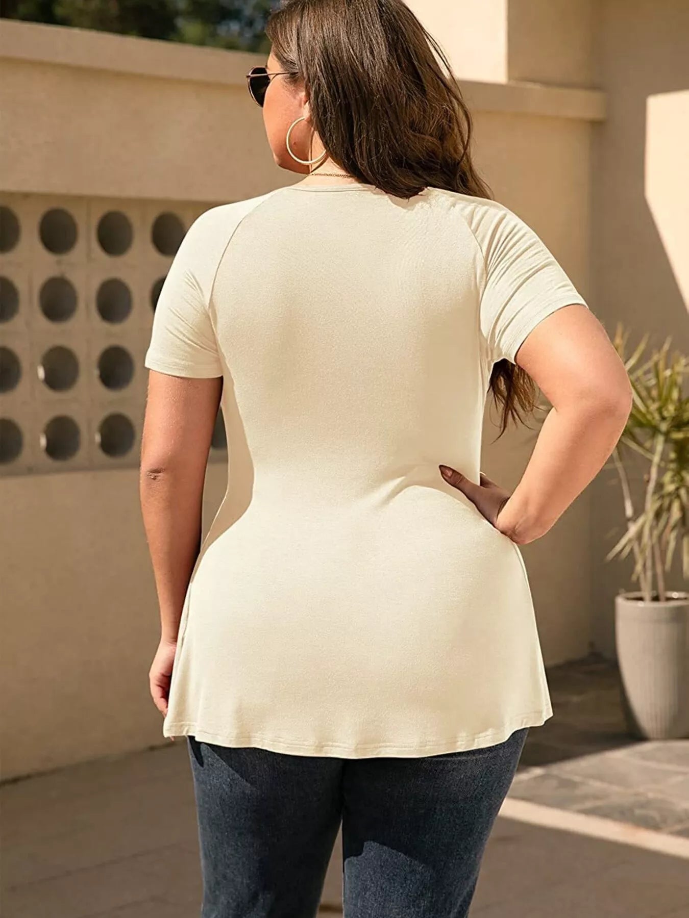 Plus Size Surplice Short Sleeve T-Shirt