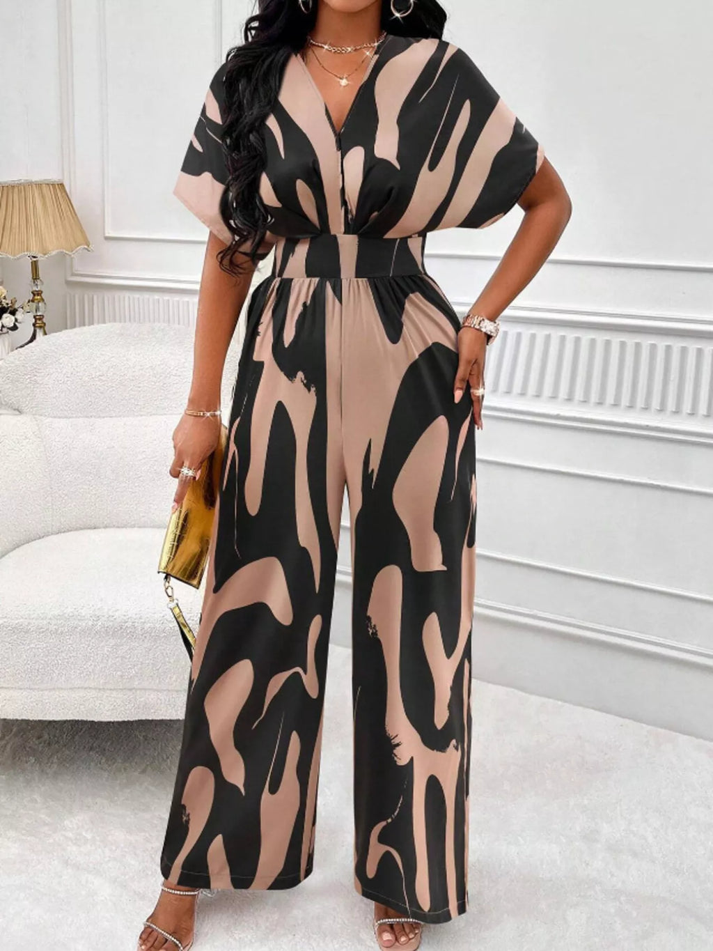 Abstract Print Wide-Leg Jumpsuit