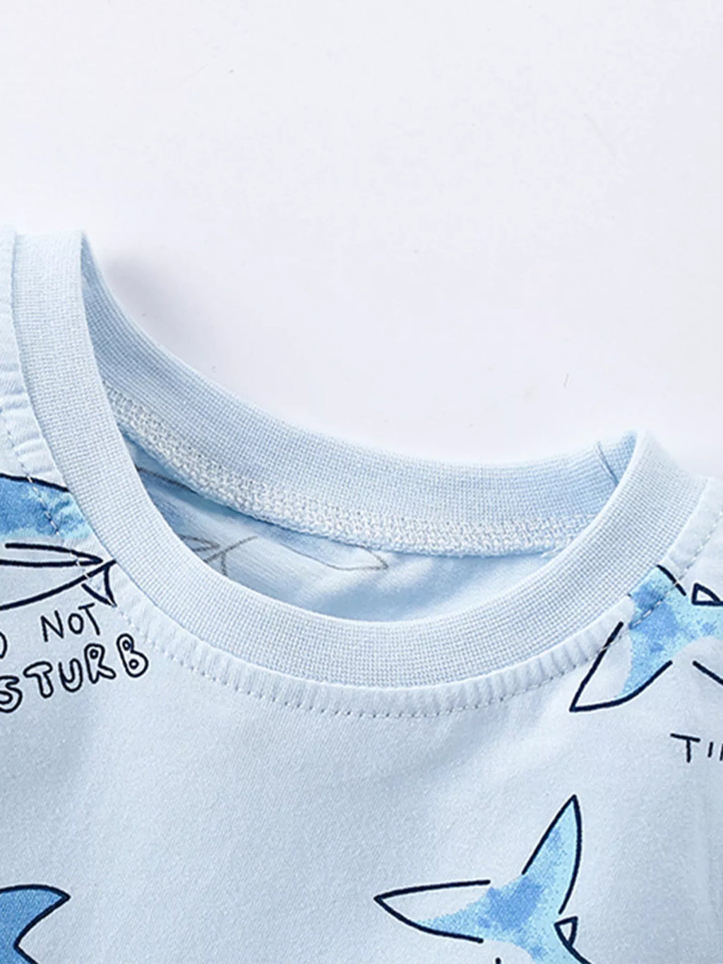 Children's Shark Print Short Sleeve Top and Shorts Set