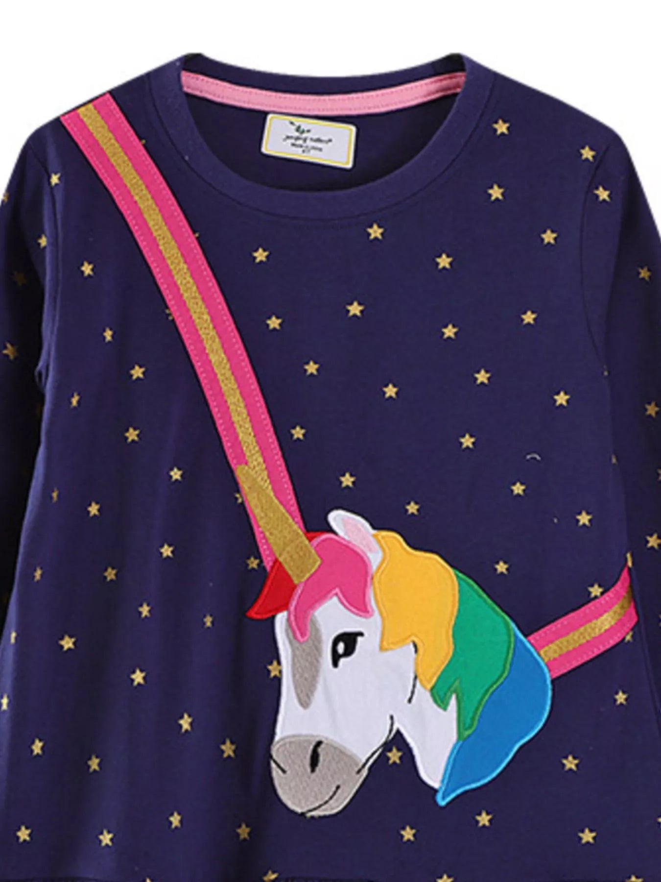 Children's Embroidered Unicorn Long Sleeve Dress