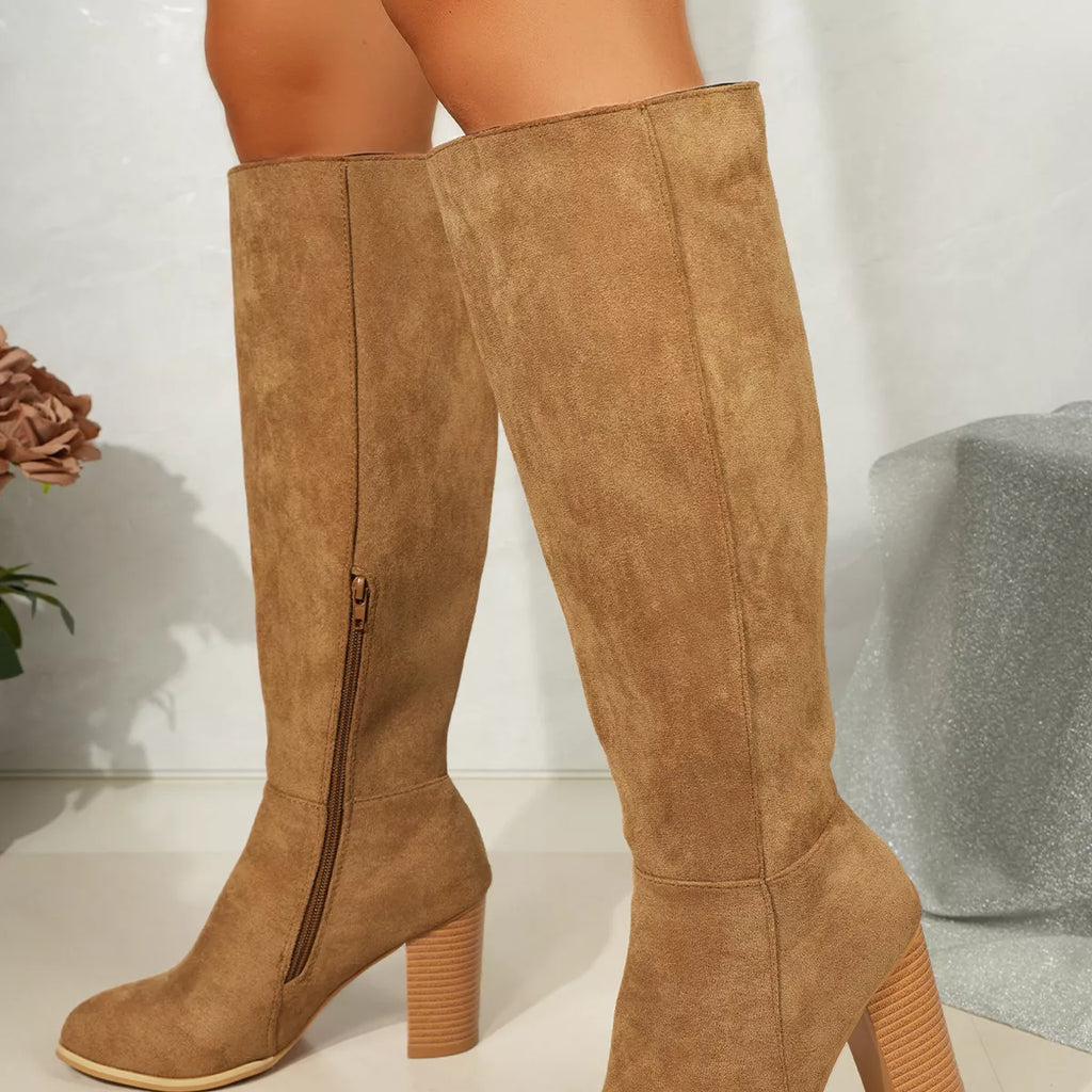 Point Toe Block Heels Boots