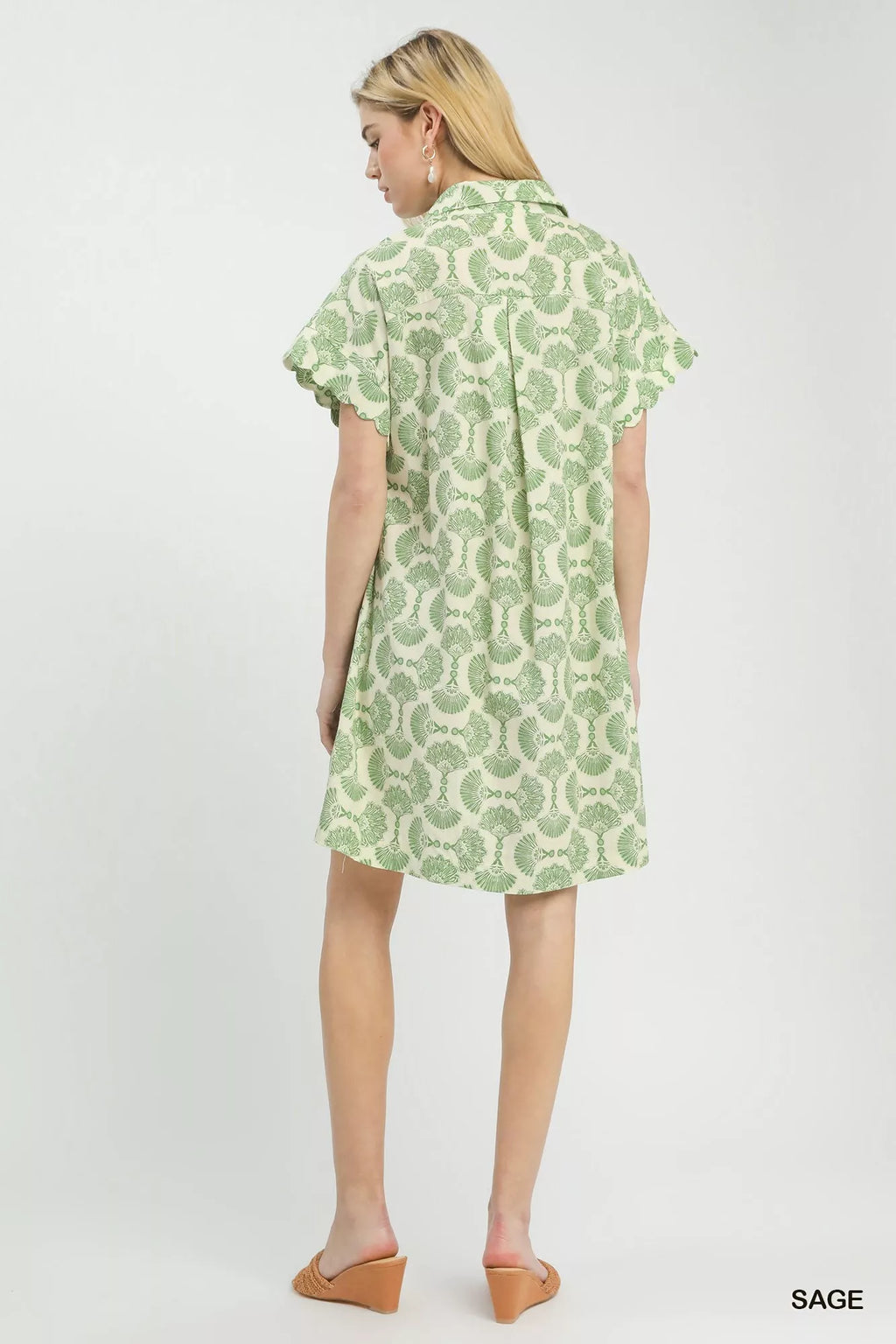Umgee Printed Button Front Shirt Dress