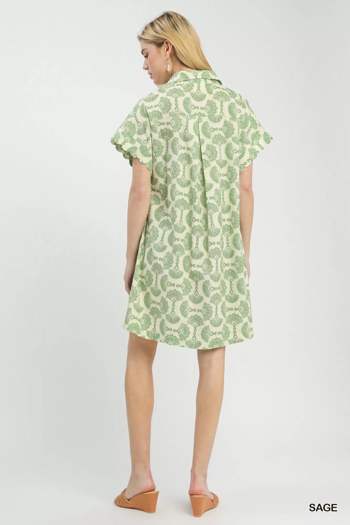 Umgee Printed Button Front Shirt Dress