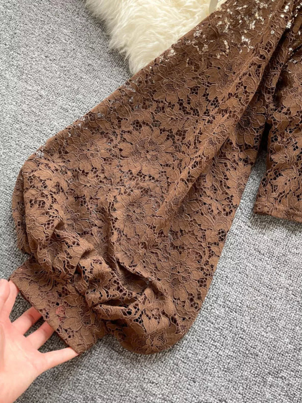 Lace Tie Back Long Sleeve Top
