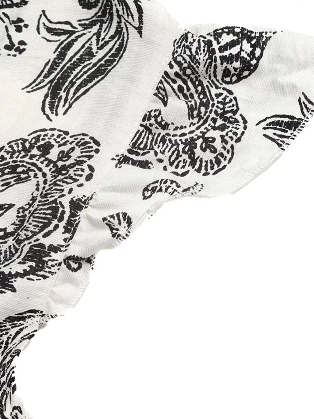 Printed Notched Ruffle Sleeve Maxi Dress