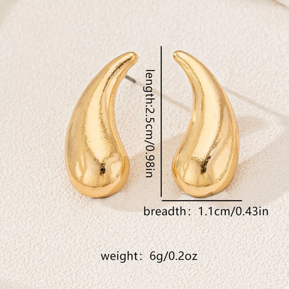 Curved Teardrop Stud Earrings