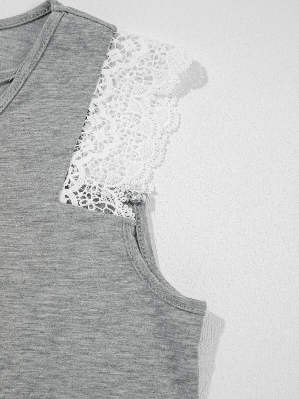 Lace Trim Cross-Front V-Neck Tank Top