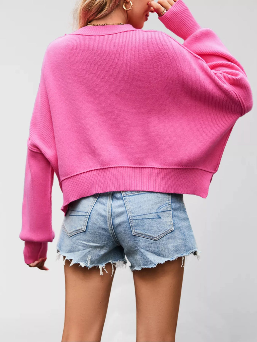 Round Neck Dropped Shoulder Sweater