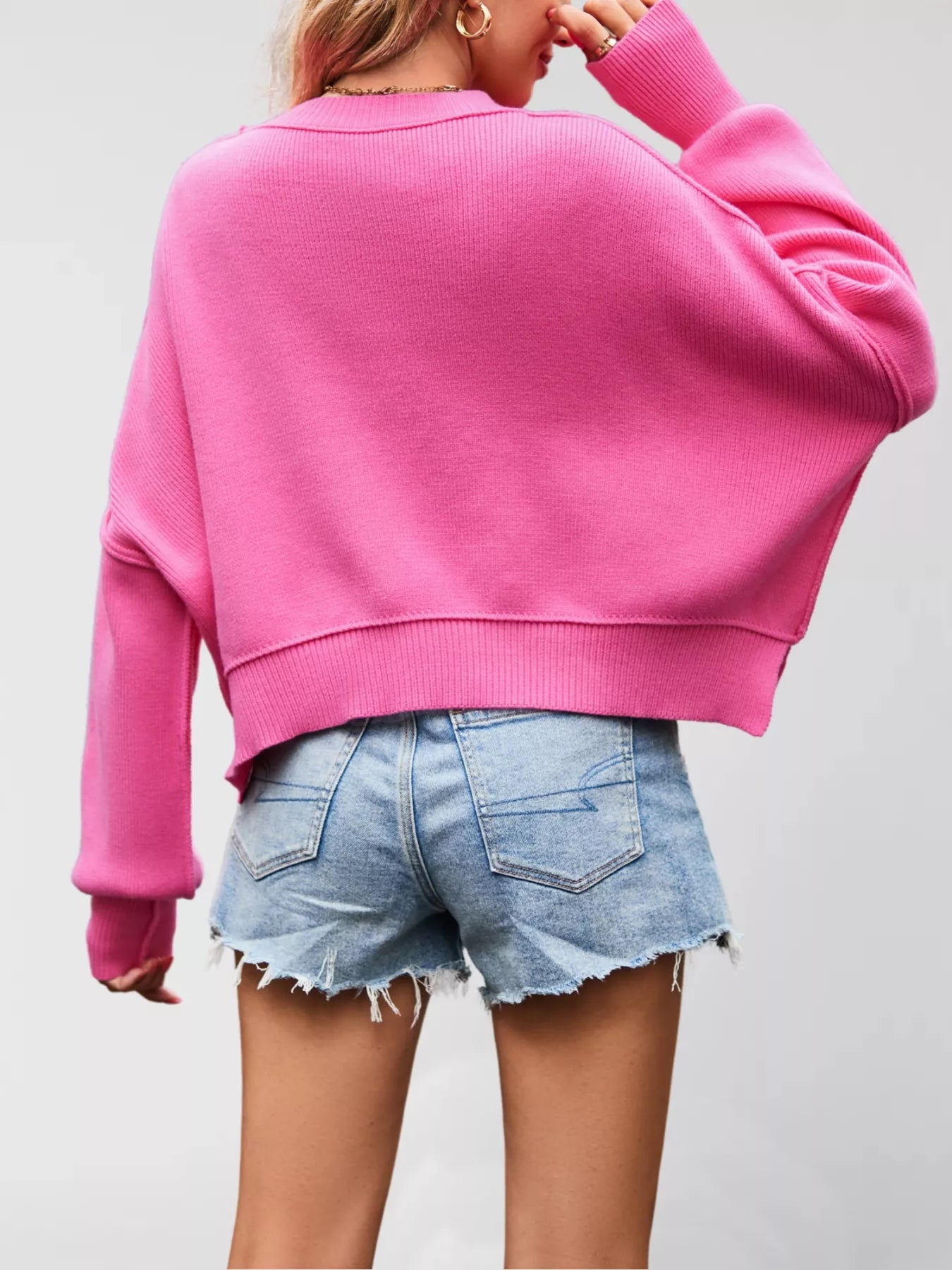 Round Neck Dropped Shoulder Sweater