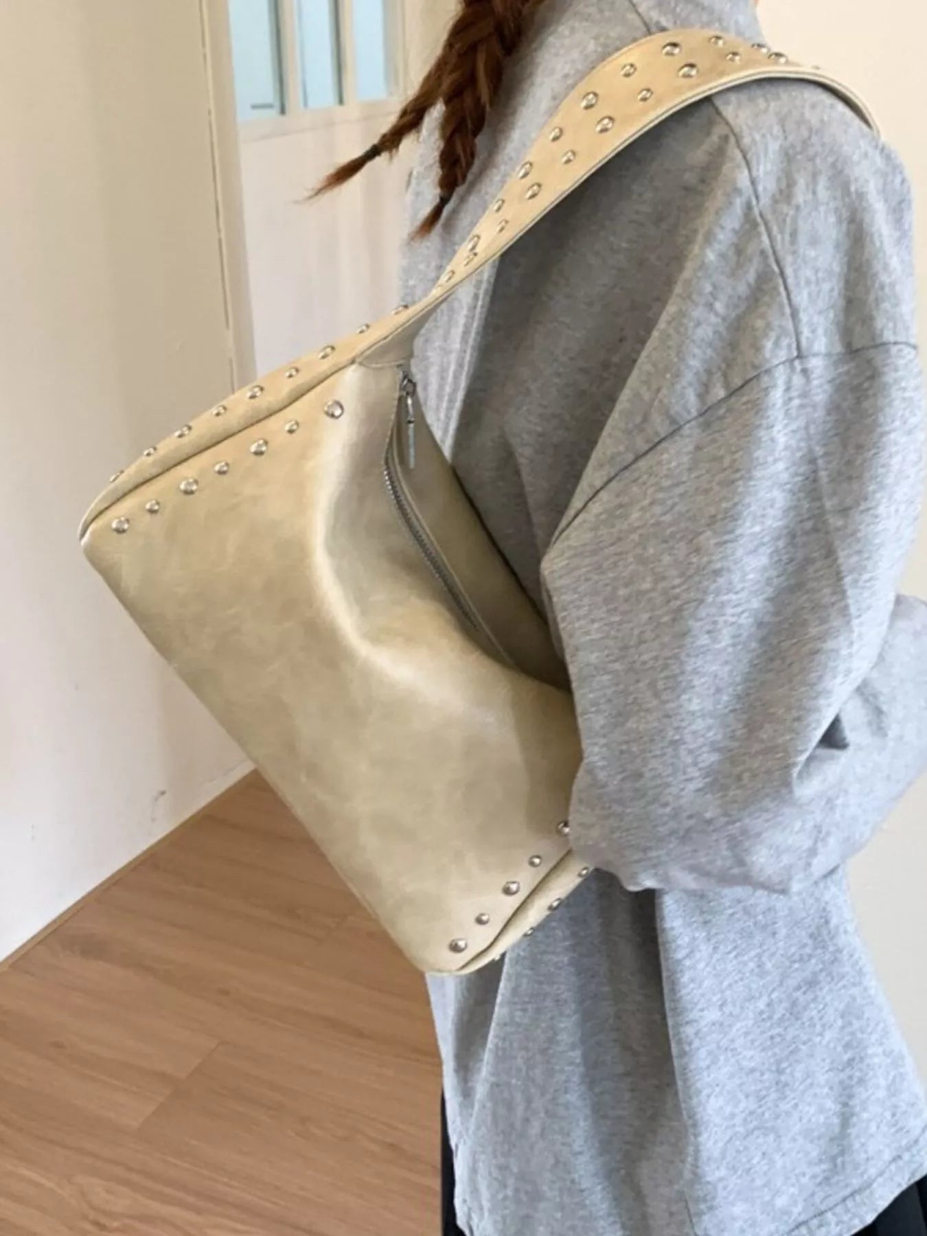 Studded Accent Shoulder Bag