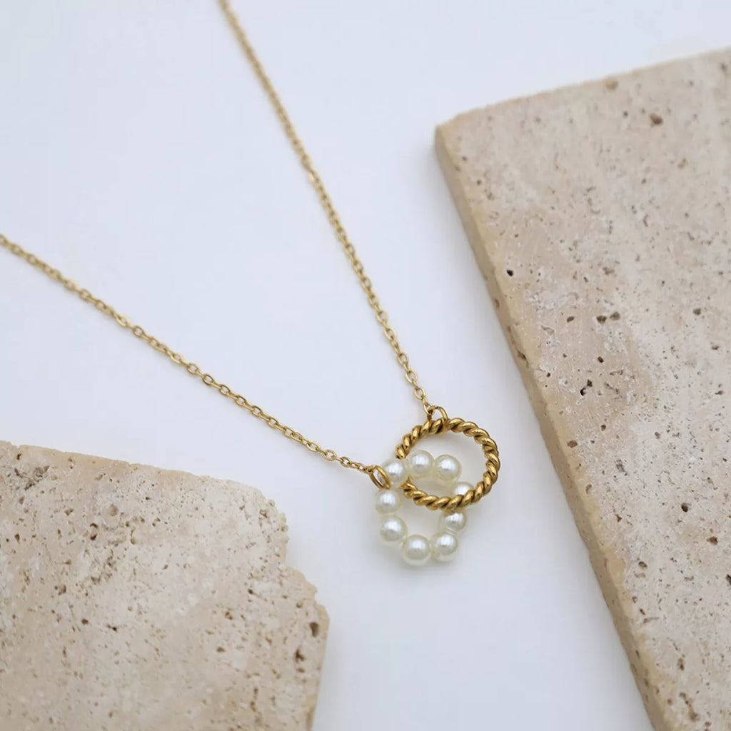18K Gold-Plated Pearl Twisted Pendant Necklace