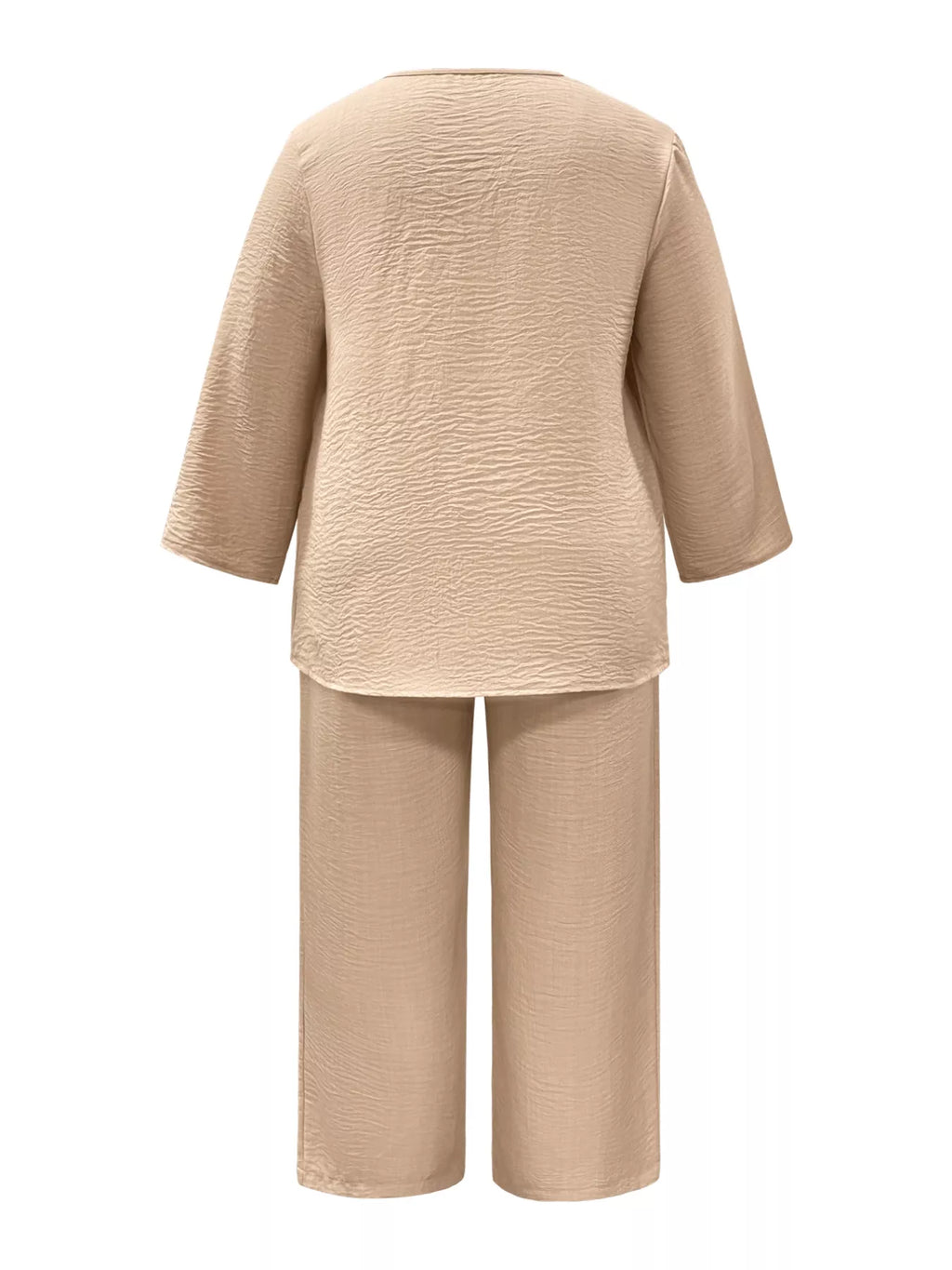 Plus Size V-Neck Long Sleeve Top and Pants Set