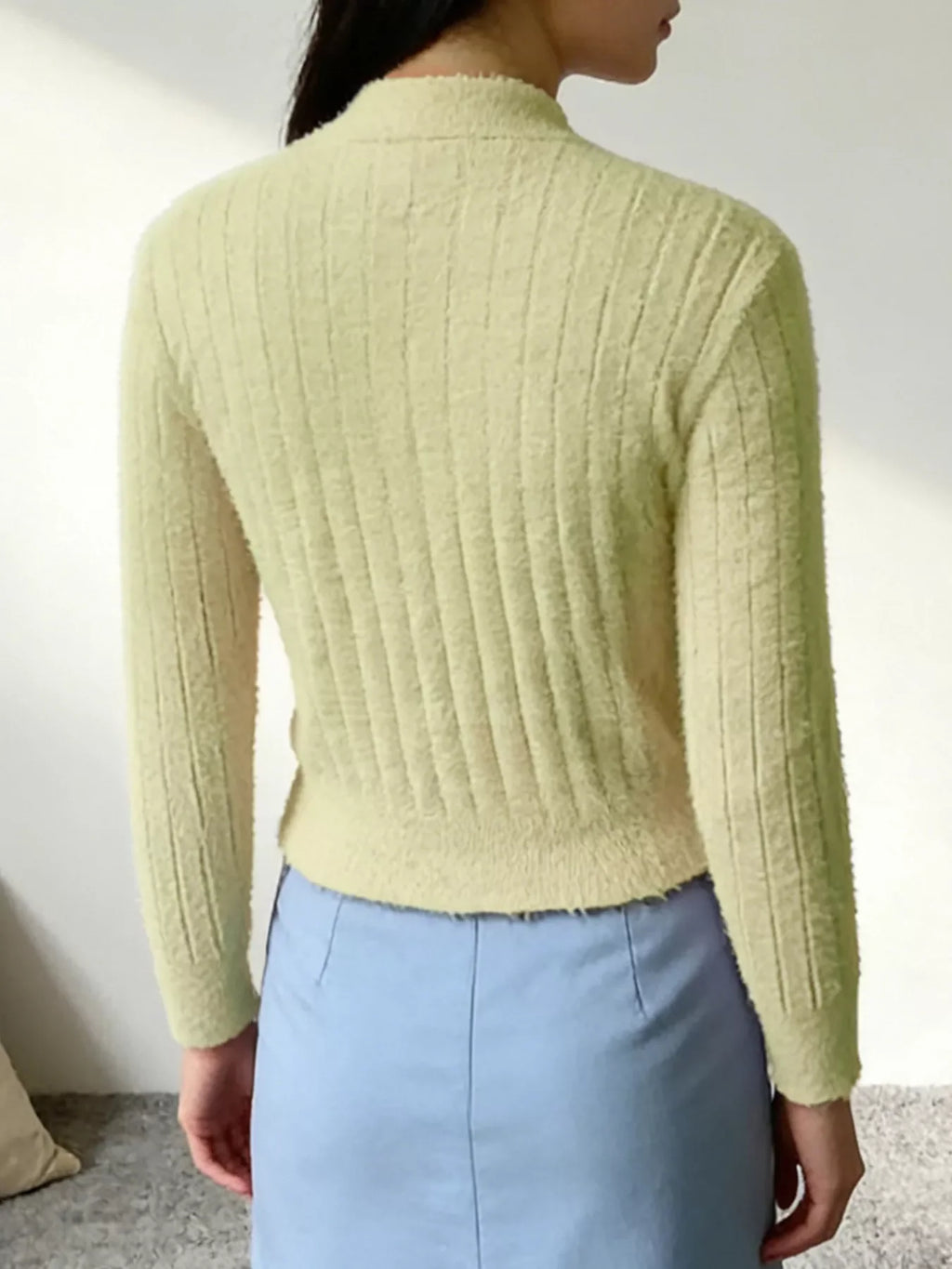 Button Up Ribbed Knit Cardigan