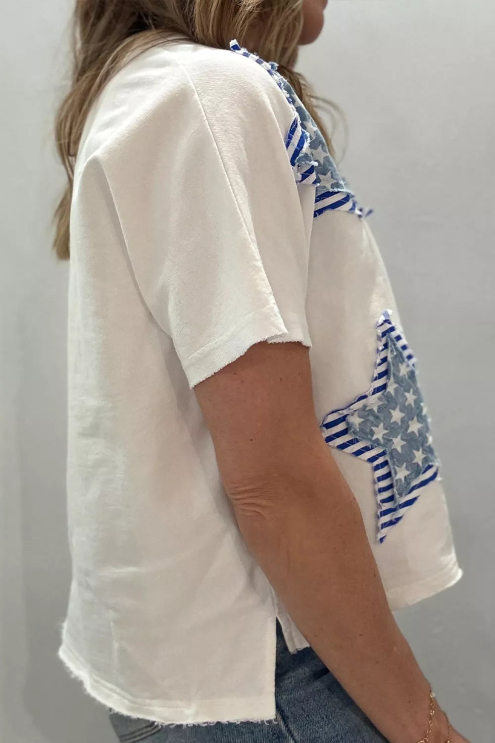 Patriot Star Patched Notched Neck Mineral Washed Tee