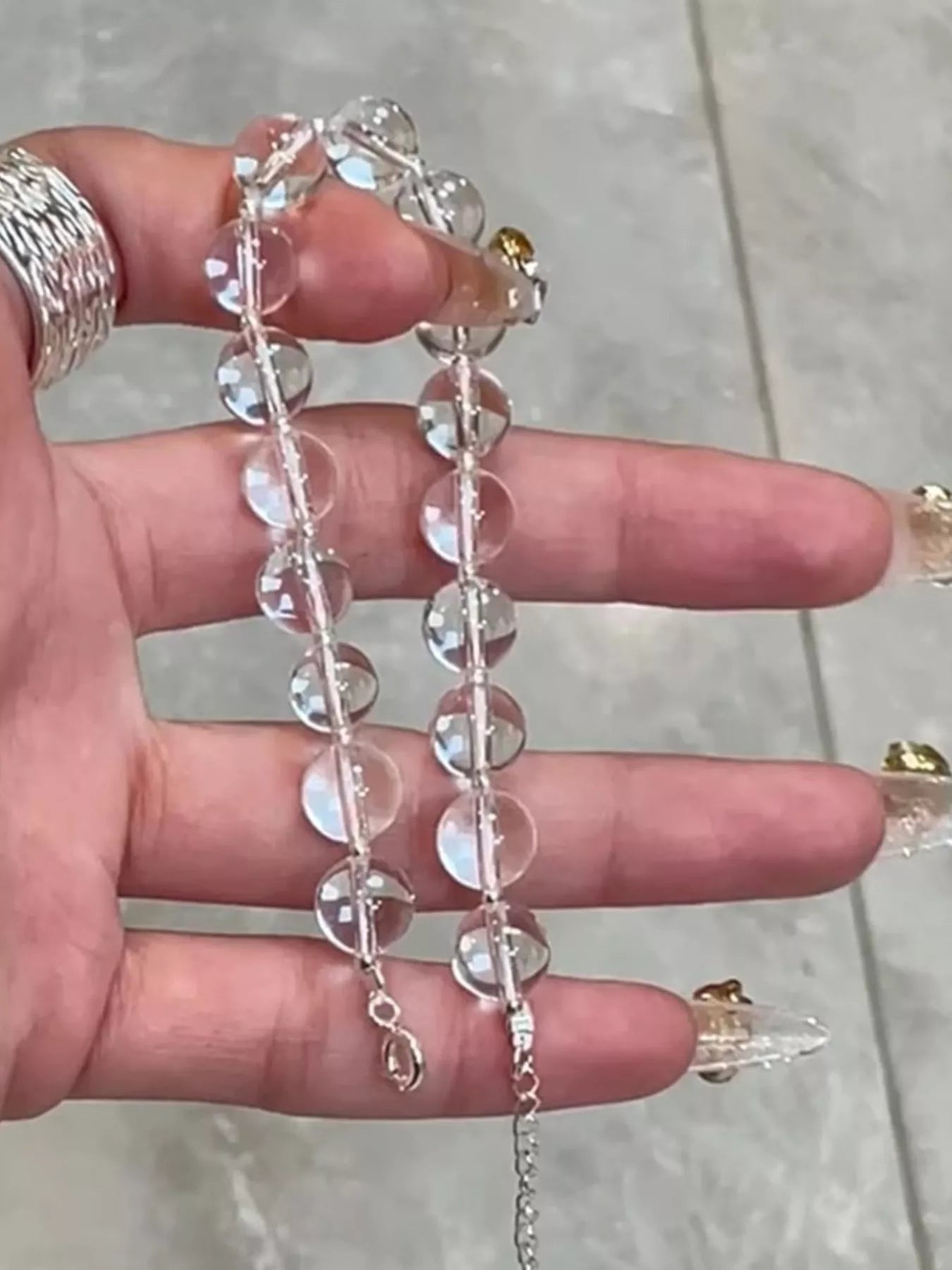 925 Sterling Silver Crystal Bead Bracelet