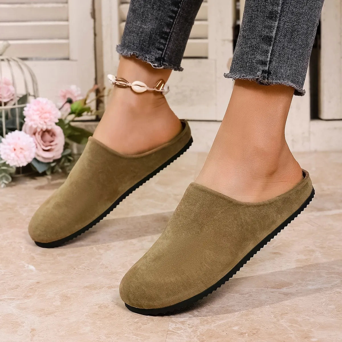 Round Toe Suede Slip-Ons