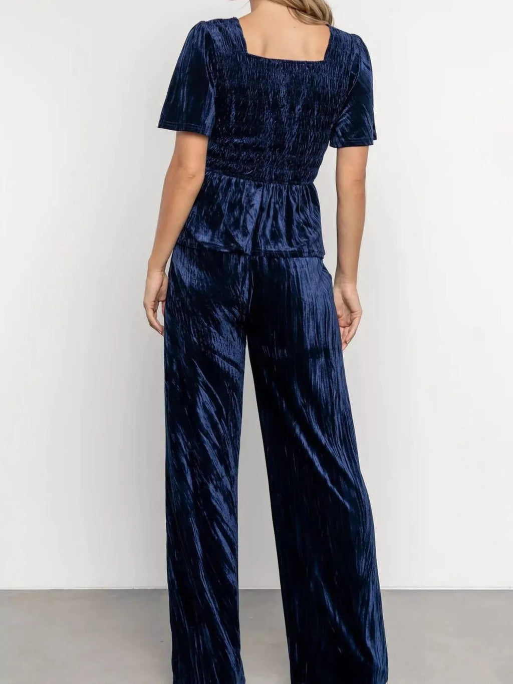 Velvet Top and Wide-Leg Pants Set