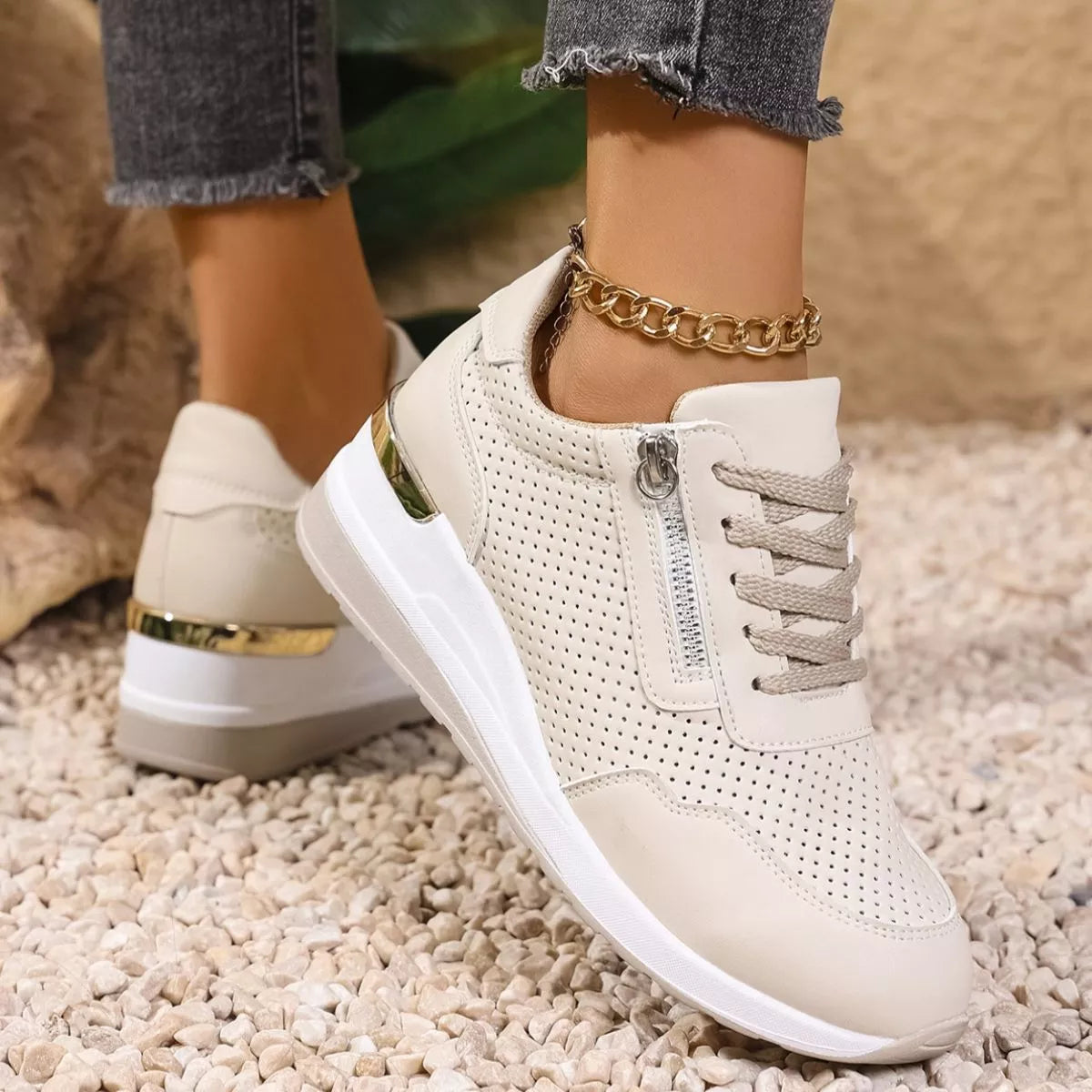 Lace Up Wedge Sneakers