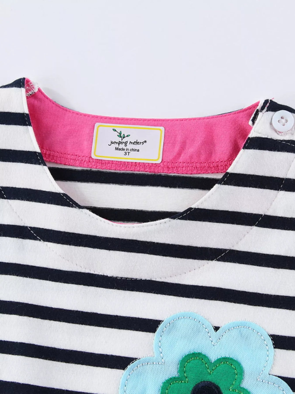 Children's Striped Floral Applique Casual Dress