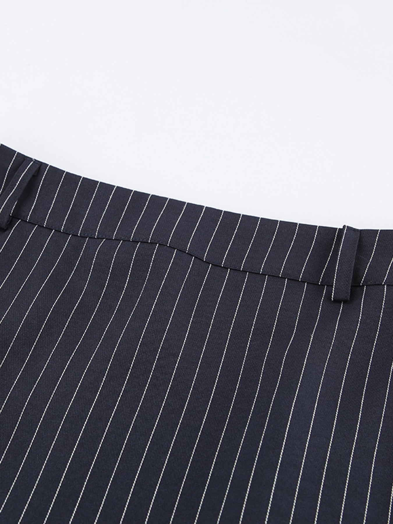 Striped Blazer & Mini Skirt Set with Neck Tie