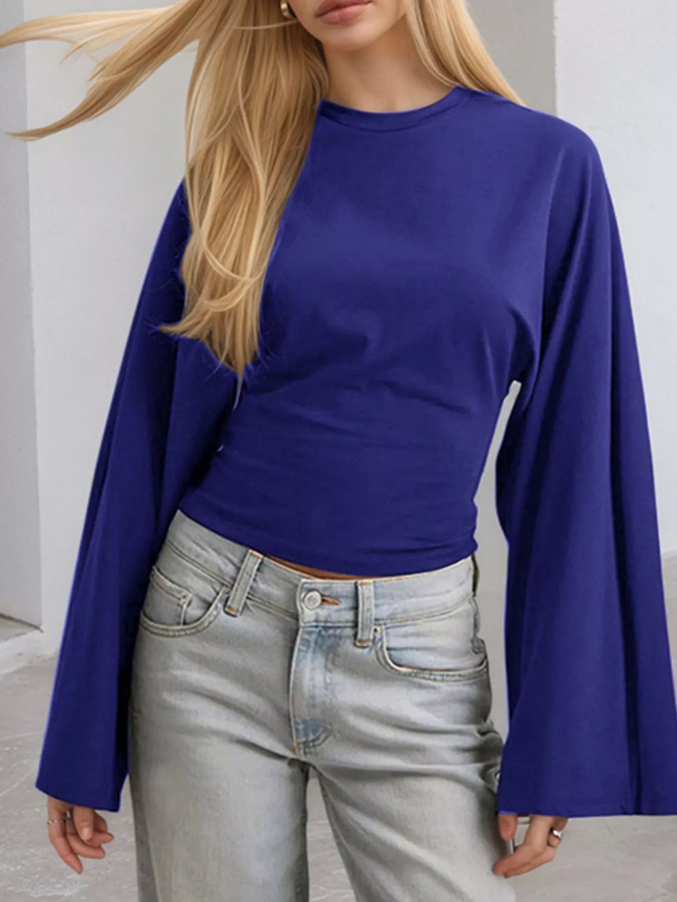 Full Size Long Sleeve Fitted T-Shirt Plus Size