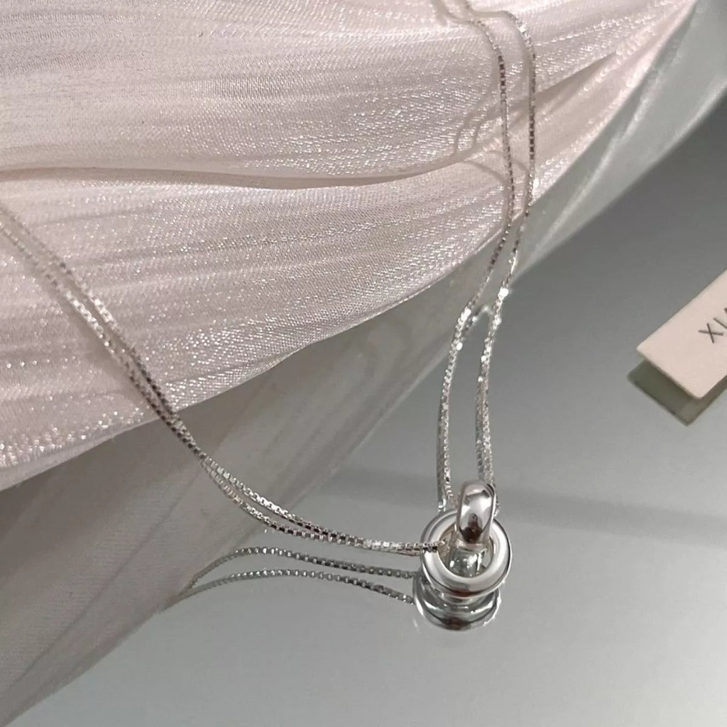 Double Strand 925 Sterling Silver Necklace