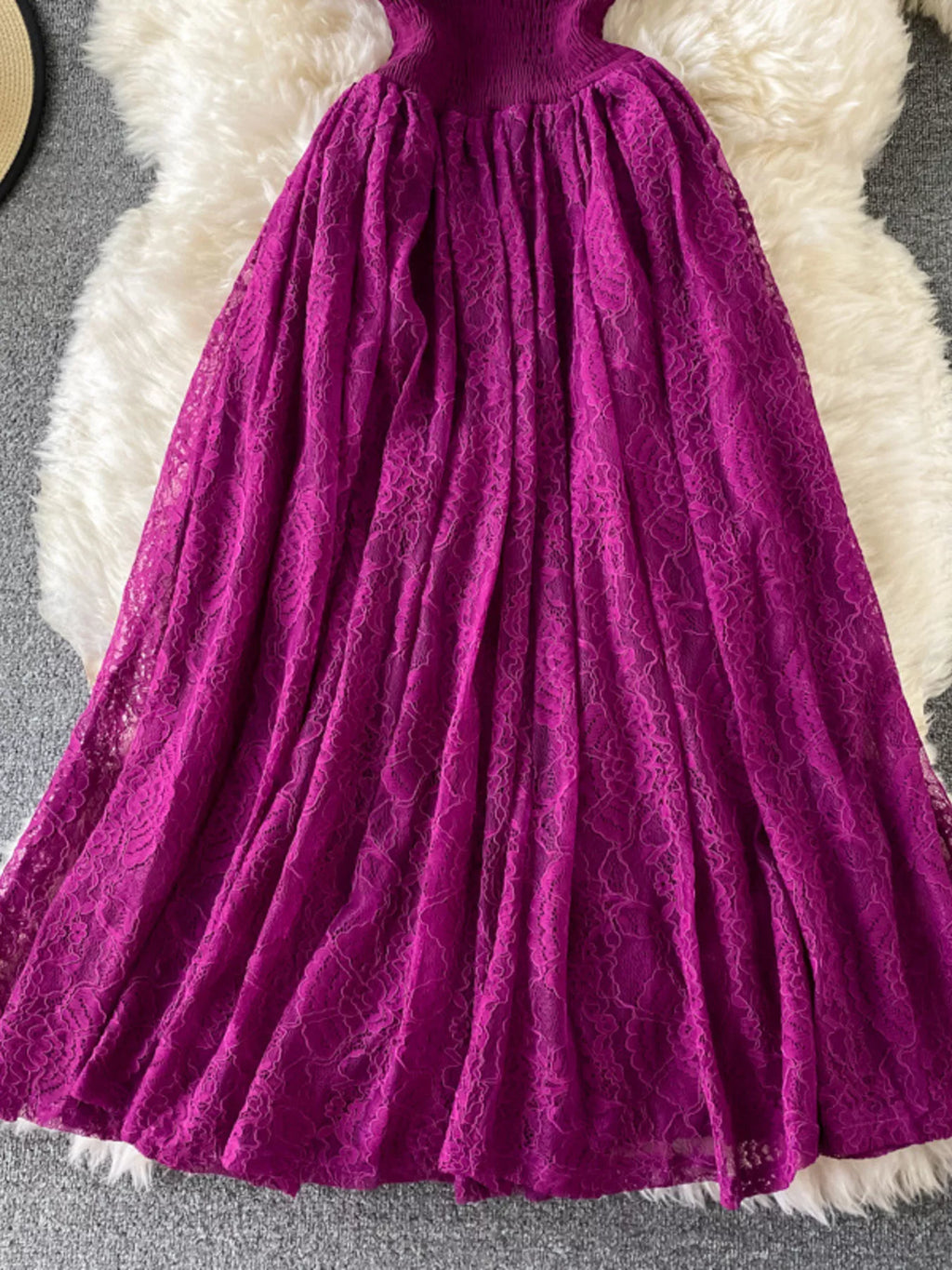 Ruffled Mock Neck Lace Maxi Dress