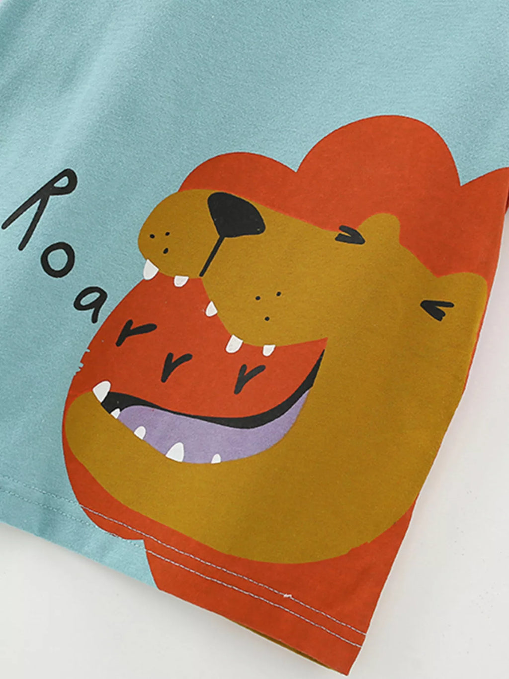 Children's Lion Round Neck Tee and Shorts Set