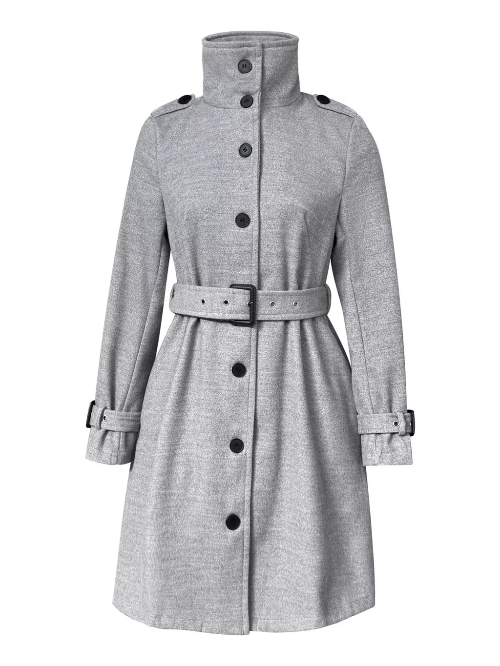 Button-Down Longline Coat with Belt