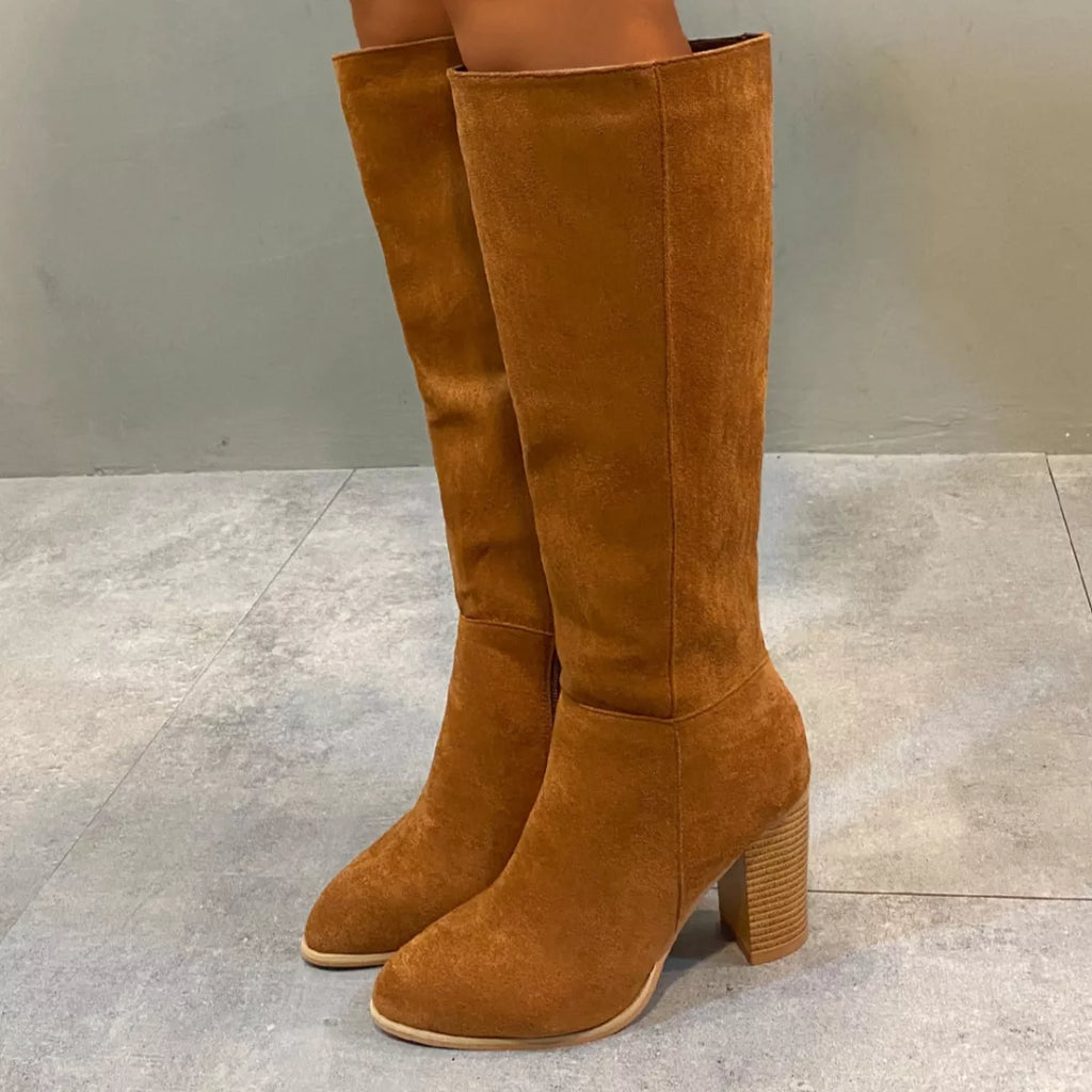 Point Toe Block Heels Boots