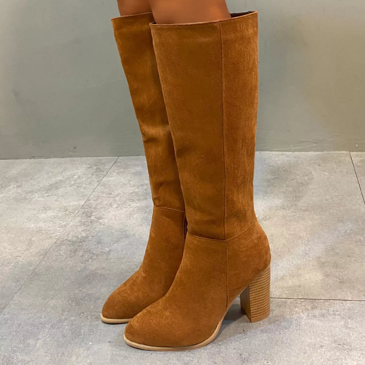 Point Toe Block Heels Boots