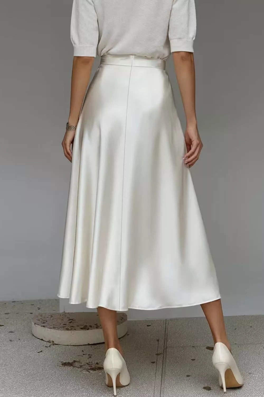 Satin A-Line Midi Skirt