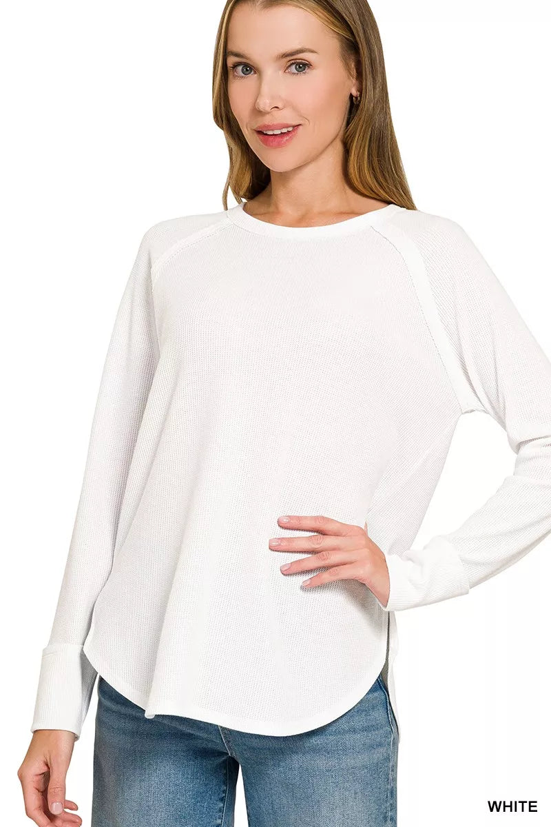 Zenana Baby Waffle Long Sleeve Top