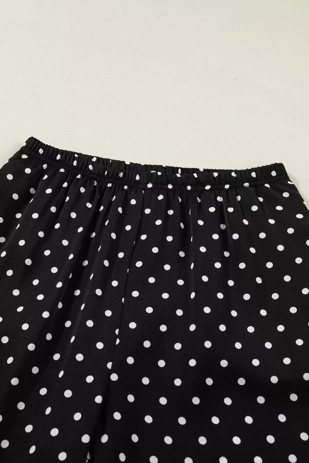 Polka Dot Print Elastic Waist Lace Hem Loose Pants